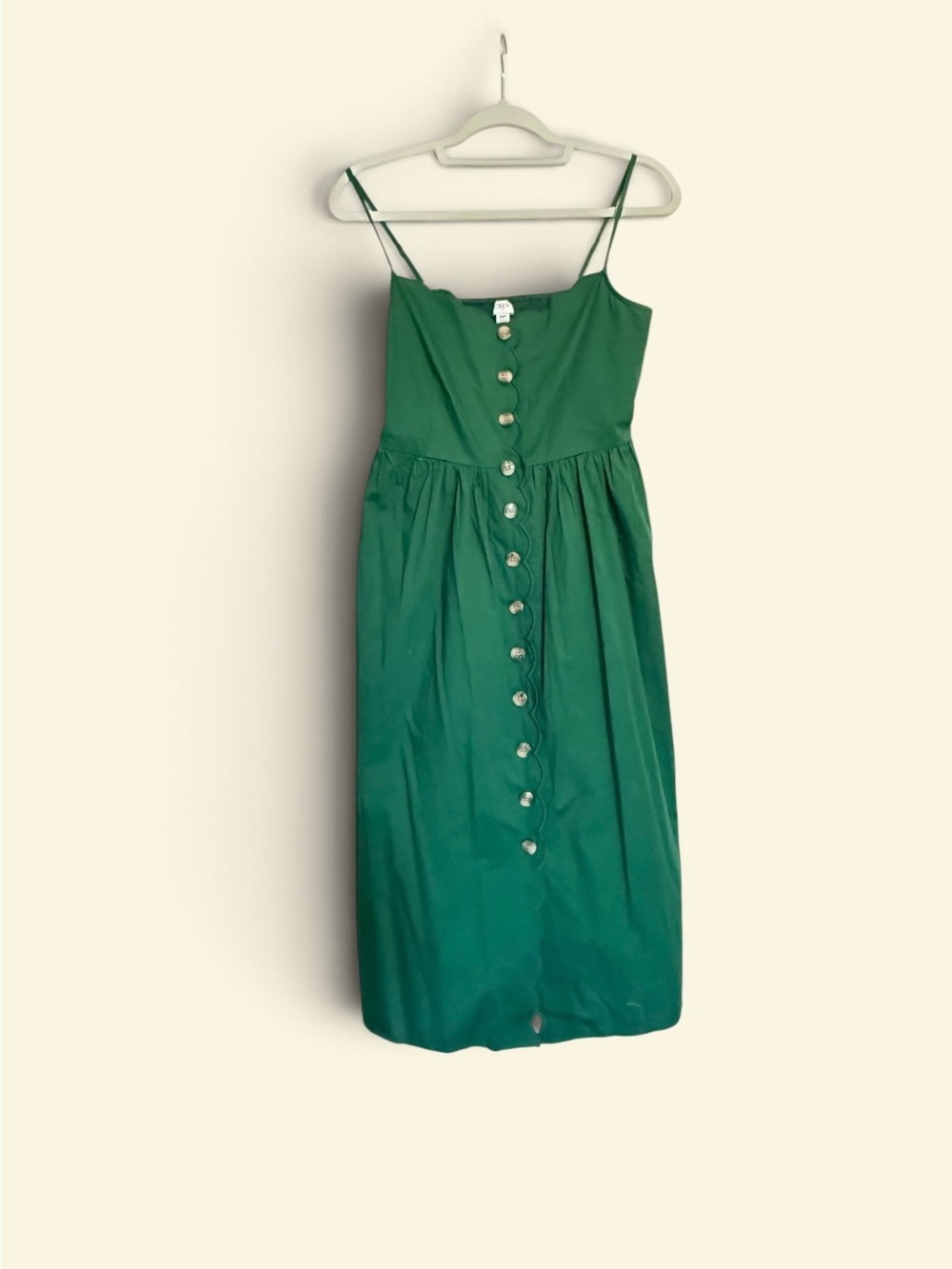 J. Crew Emerald Green Button-Front Midi Dress 6P
